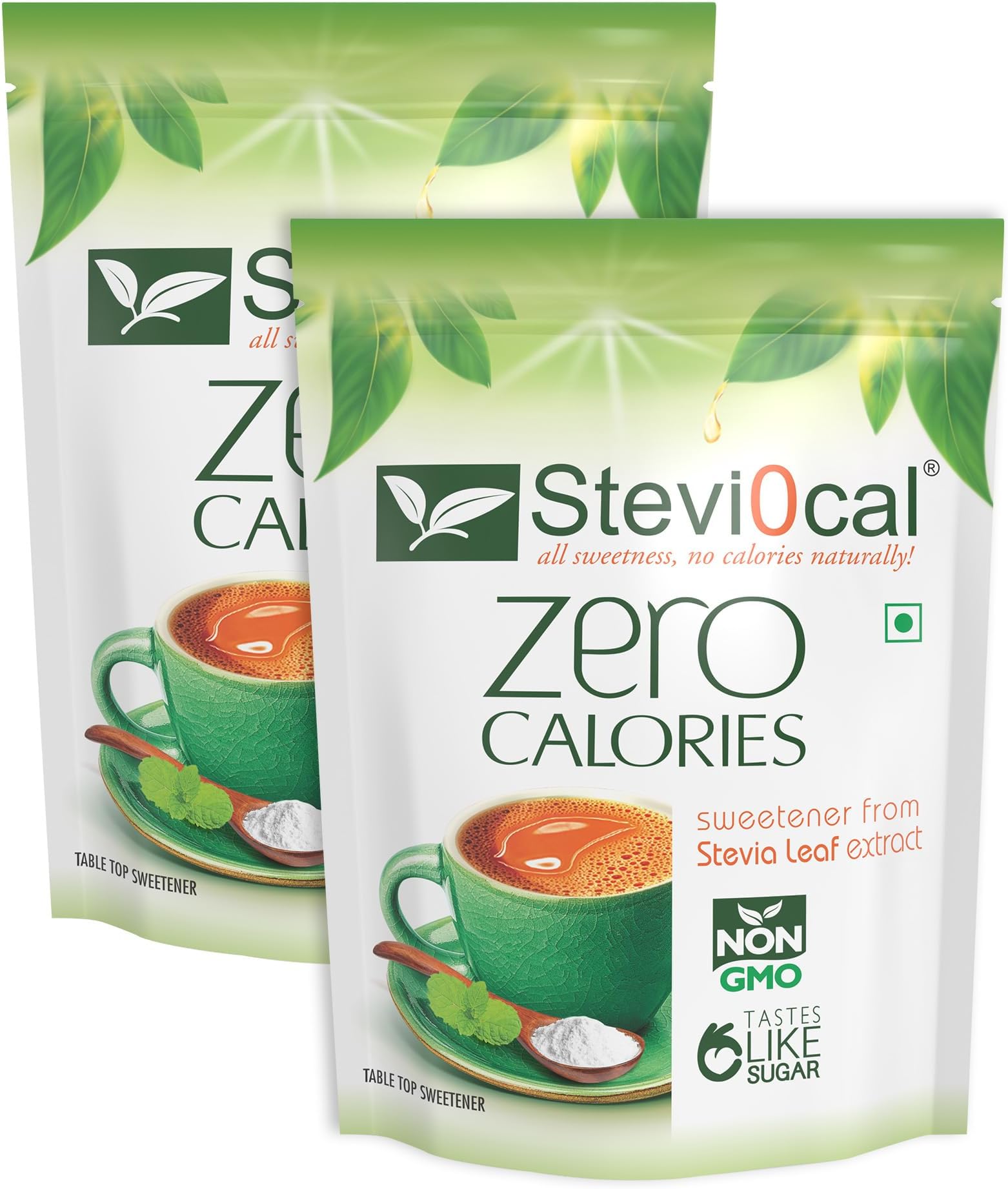Stevi0cal Stevia Sweetener Powder | 100% Sugar Free Natural | Zero Calorie for Weight Management, Diet, Diabetic Friendly | 350 gm Jar - Pack of Two (2 x 350 gm)