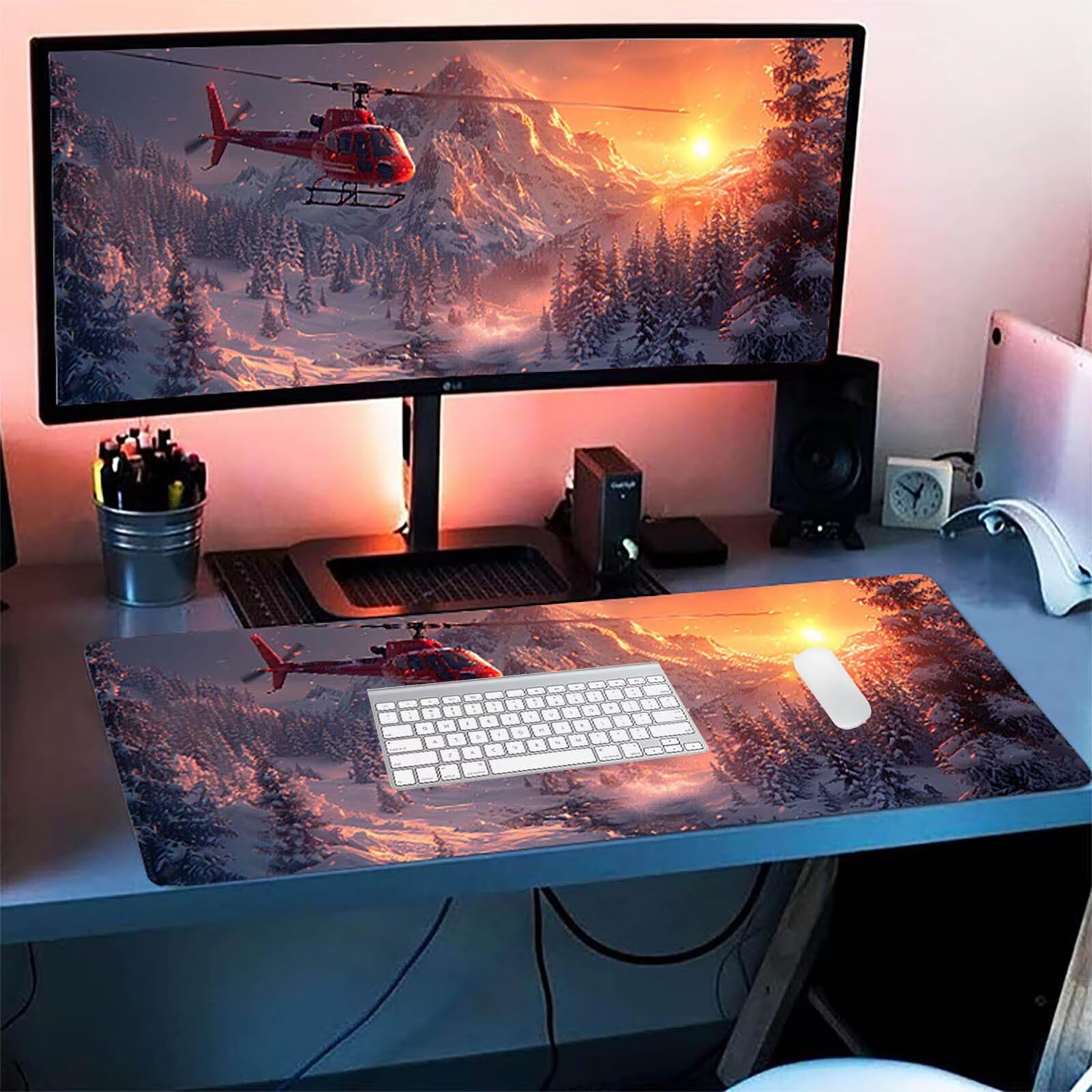 Tappetino Mouse XXL 1200x600x3mm, Tappetino Mouse Gaming Arancione, Grande Mouse Pad con Bordi Cuciti, Mousepad con Base in Gomma Antiscivolo, Gaming Accessori Scrivania, Regalo Donna, Aereo 3-4457