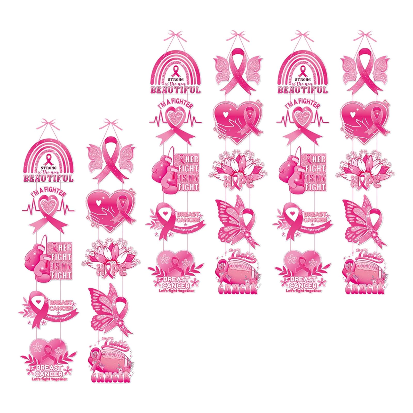 Limtula Women's 3 Pairs Ribbon Breast Cancers Awareness Door Hangers Craft Paper Hanging Decors For Health Event And Fundraisers Health Party Supplies