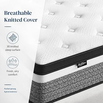 Small Single Mattress, 12.2 inch Hybrid Mattresses with Memory Foam & Individually Pocket Spring for Pain Relief, Medium Firm, Mattress in a Box (75x190x31.5cm)