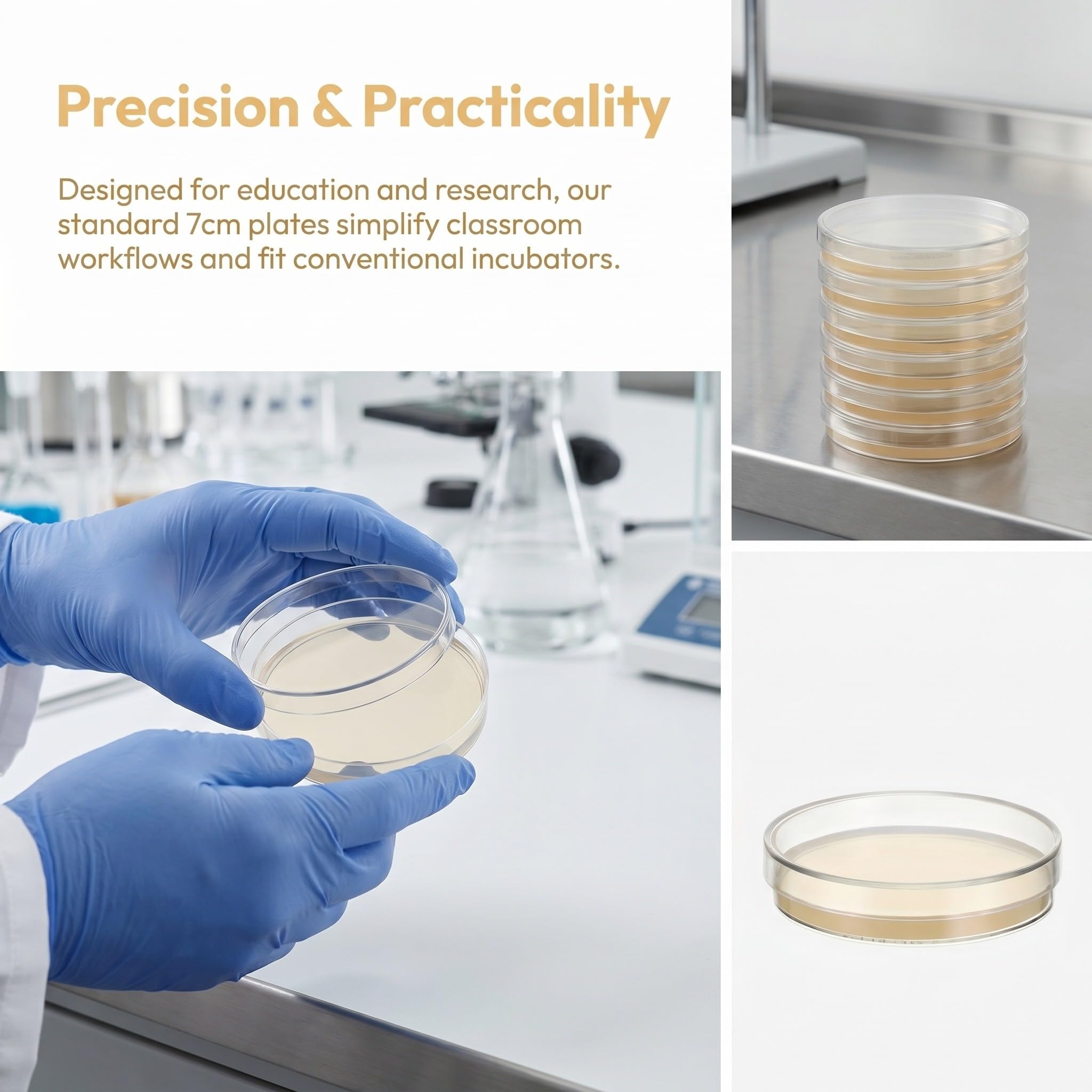 Kisangel 30 placas de Petri con agar nutritivo - Placas de agar redondas de 2,8 x 0,4 pulgadas para laboratorio. Suministros para micología, análisis de hongos y proyectos científicos.
