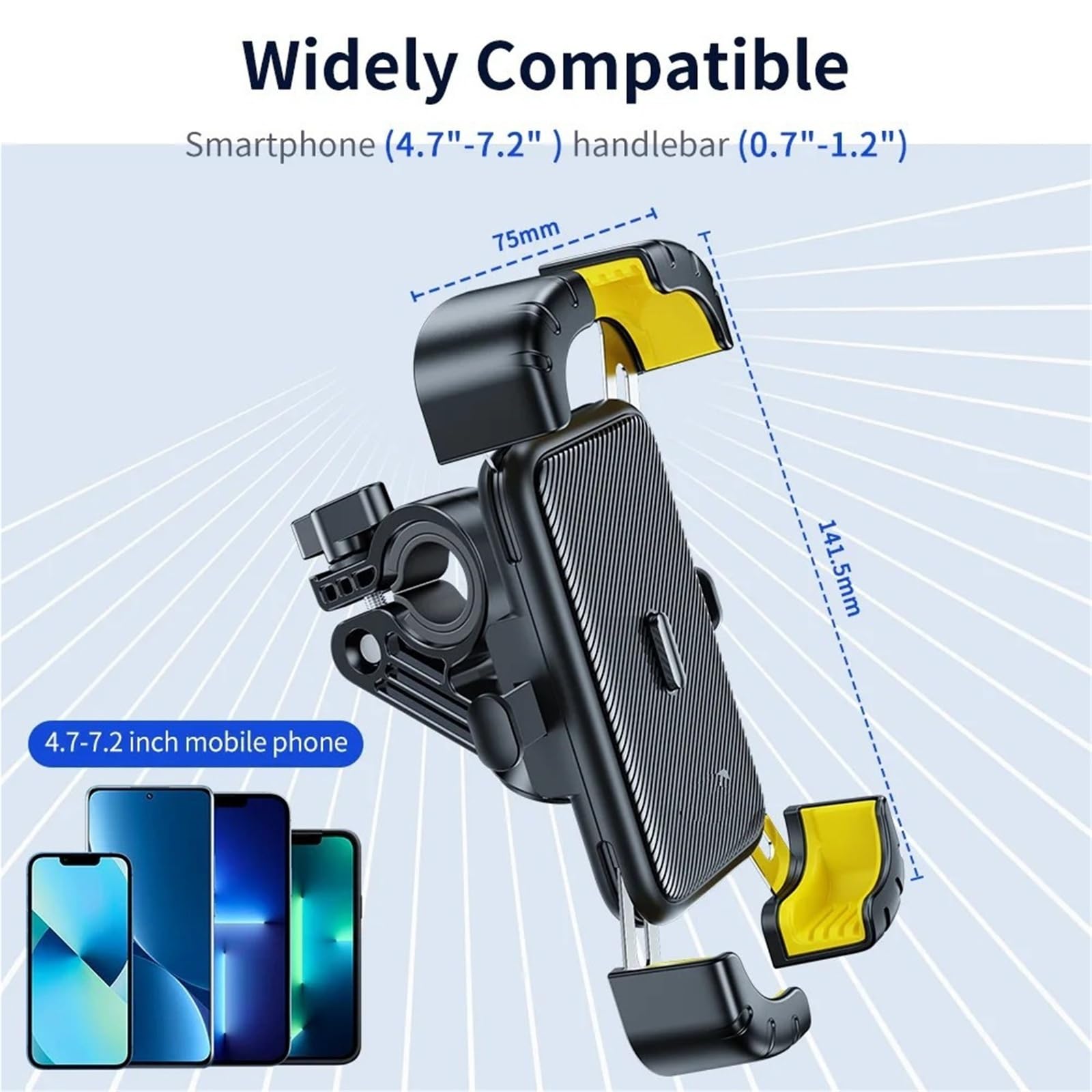 Supporto Porta Smartphone Supporto Per Telefono Da Bici Con Vista A 360° Supporto Universale Per Telefono Da Bicicletta Per Telefoni Cellulari Da 4,7-7,2(S2 Blue)