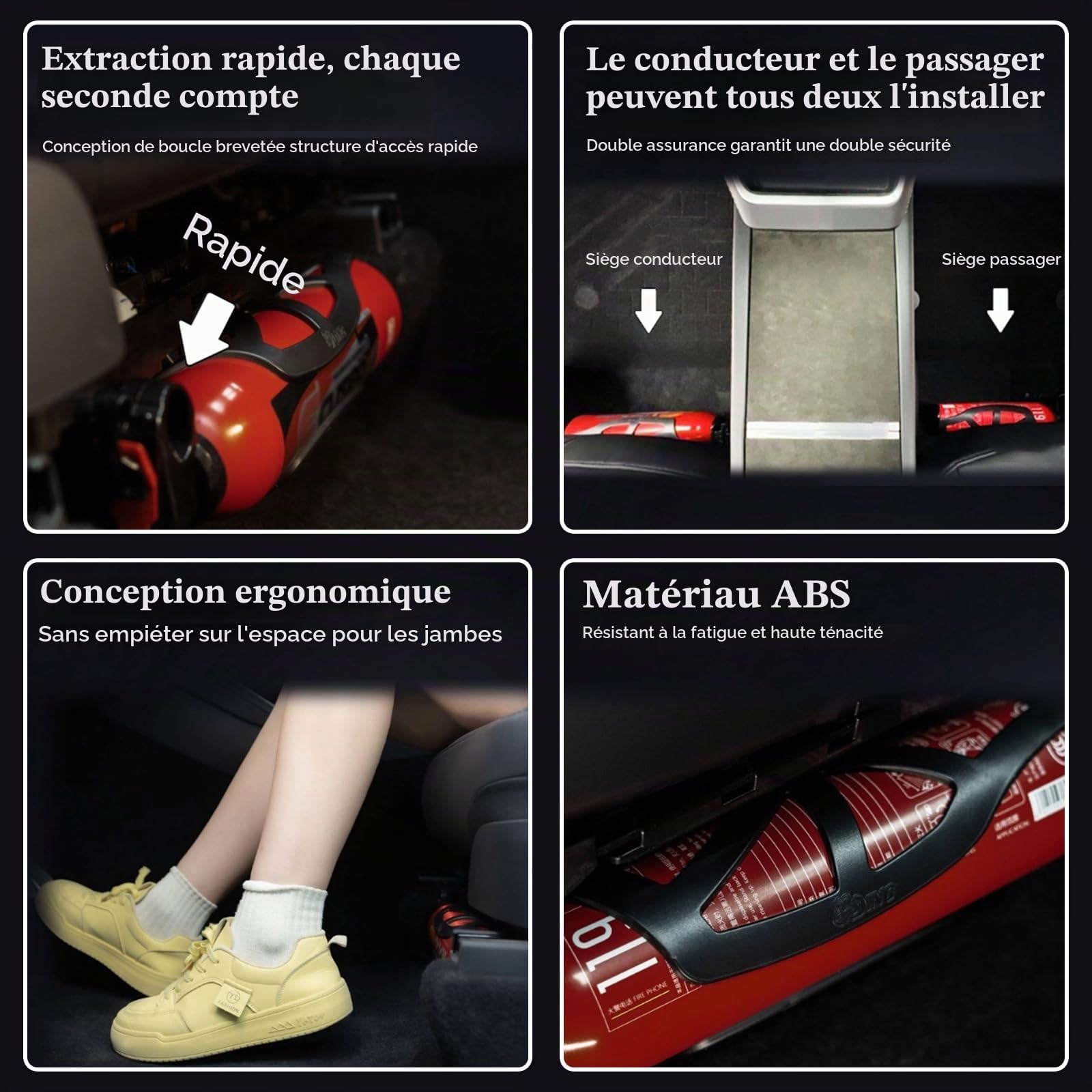 OHAANYY Support Extincteur Voiture pour Modèle Y, Fixation Siège ABS | OHAANYY Support Extincteur Voiture pour Modèle Y, Fixation Siège ABS