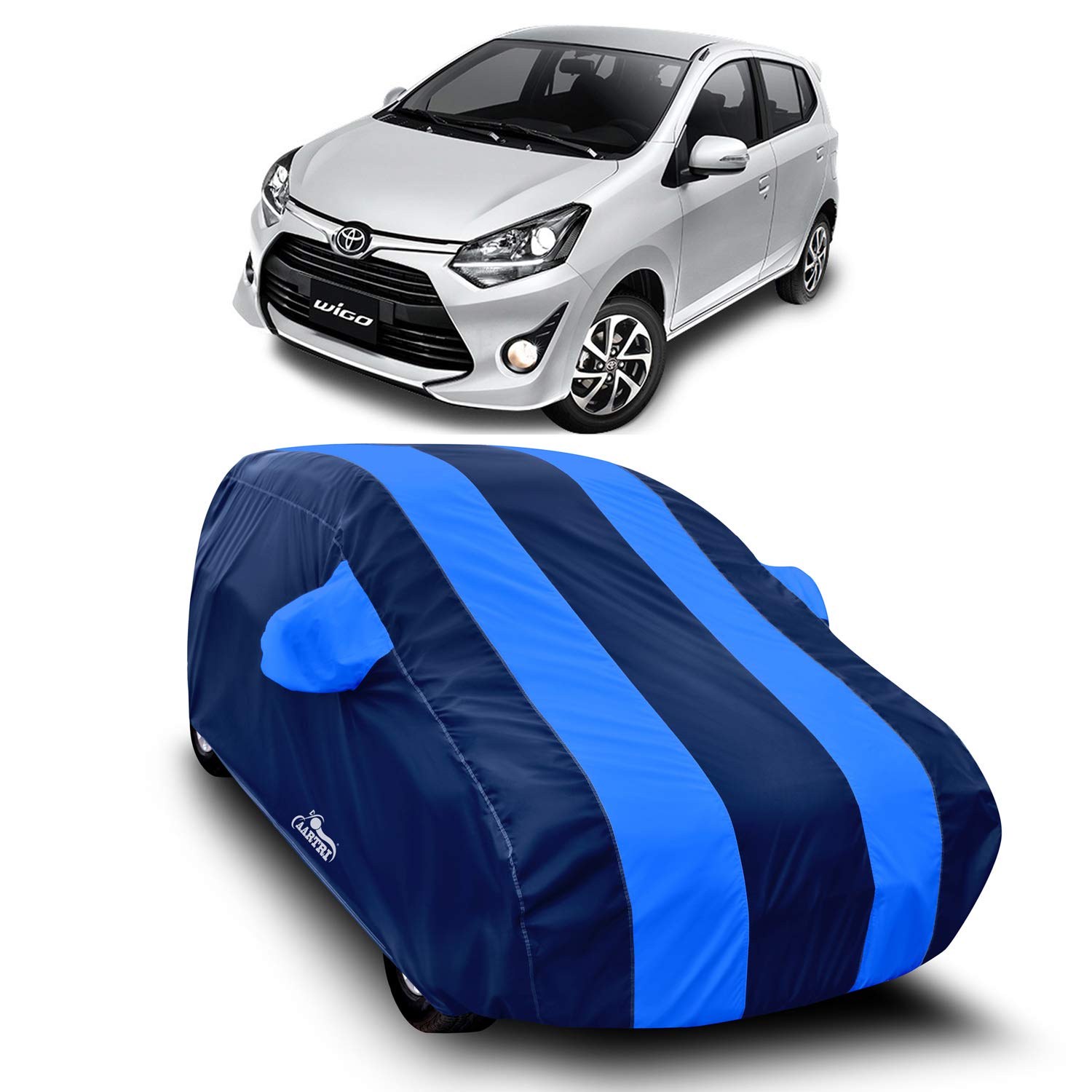 Aaradhya Enterprises Water Resistant Car Body Cover Compatible with Toyota Wigo (Royal Blue with Mirror)