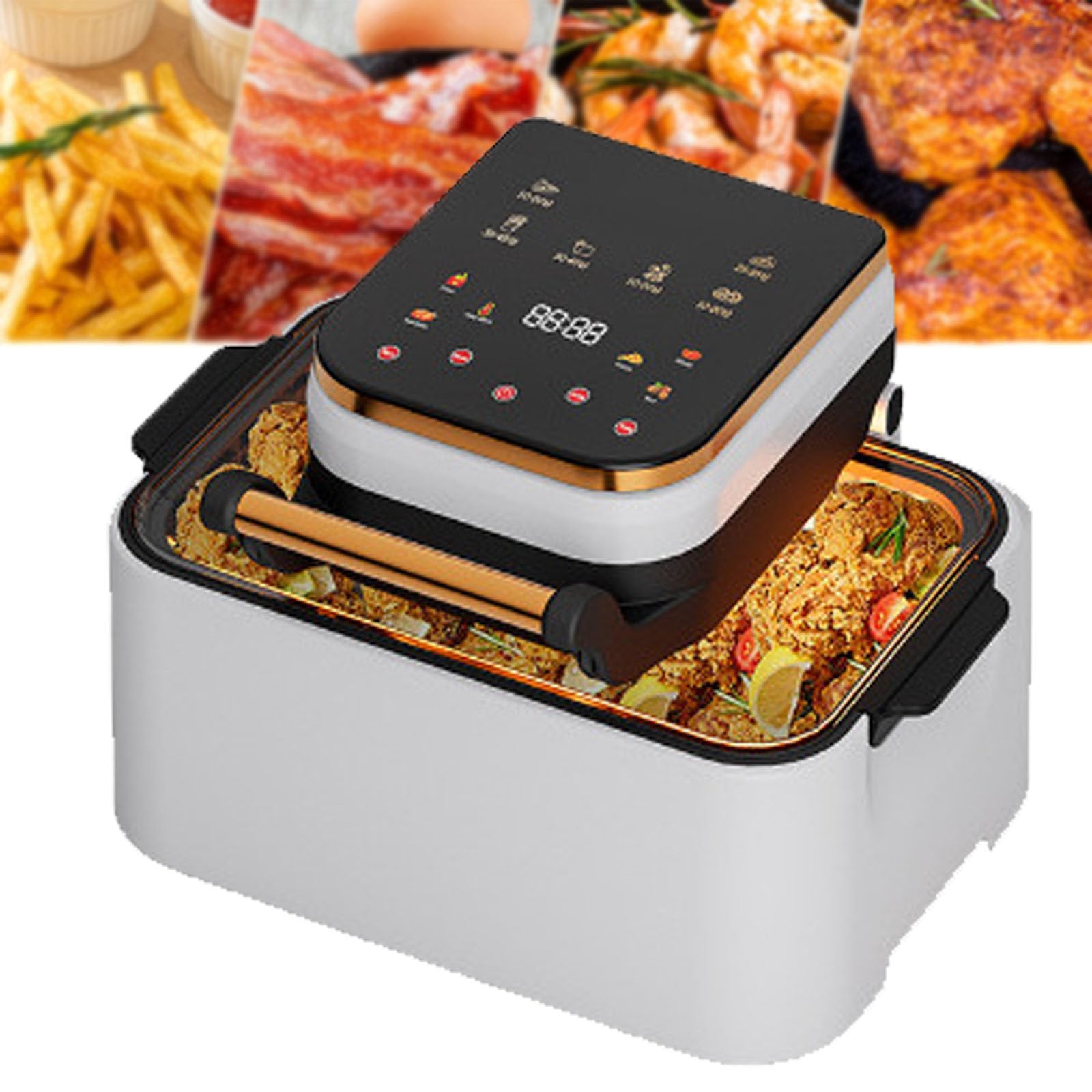 Frytkownica Powietrzna, 12l Visual Air Fryer, 1700w Smart Oven Z Cyfrowym Ekranem Dotykowym, Frytkownica BeztłUszczowa, Regulowany Czas I Temperatura,White