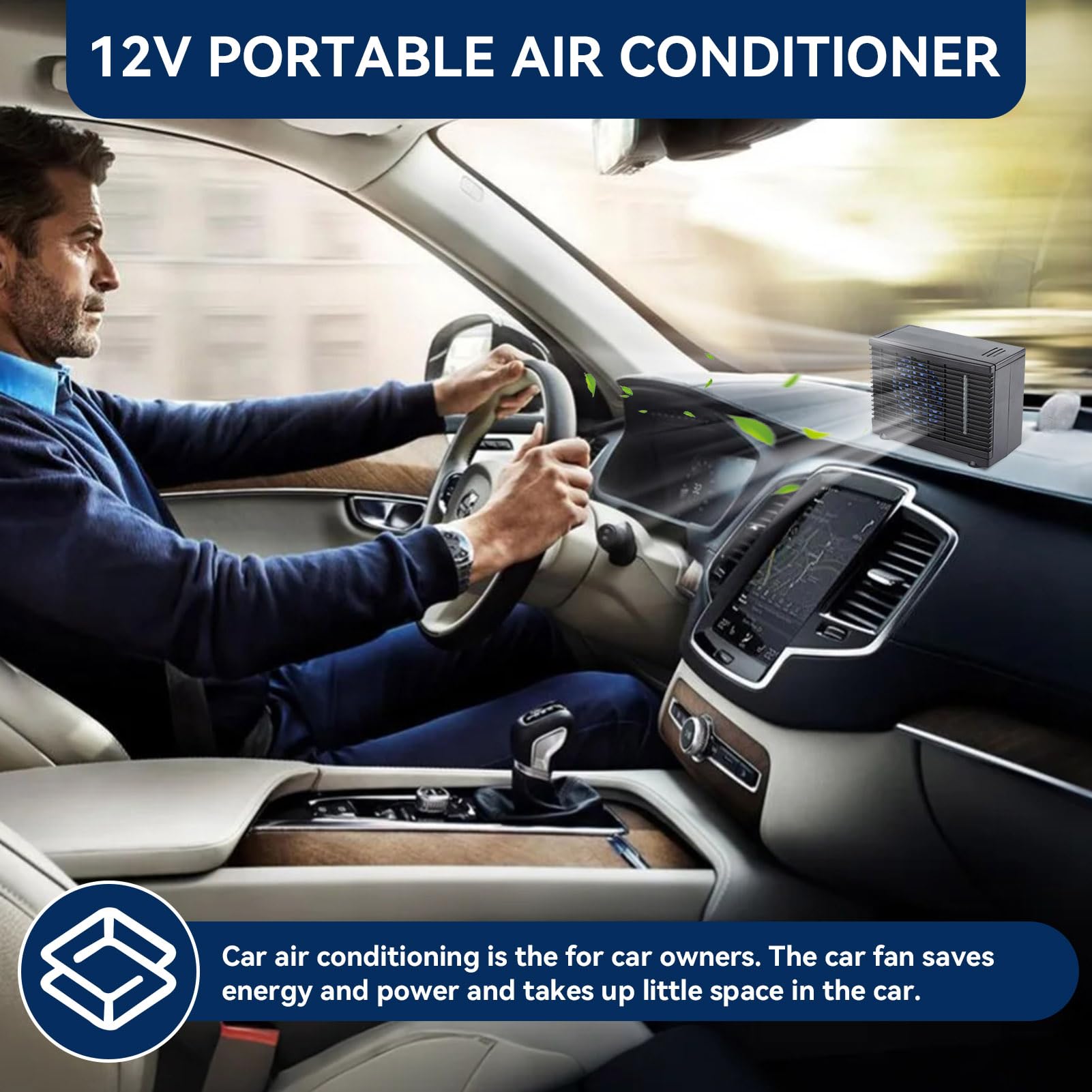 Aire Acondicionado Portátil De 12V Para Automóvil, 7.9x4.3x5.9In Camión De Automóviles Mini Refrigerador De Ventilador Portatil Coche Enfriador Coche Para El Automóvil Para Camioneta Van SV SUV