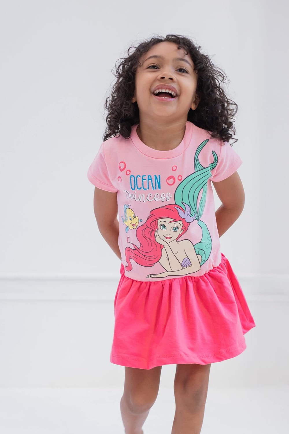 Disney Princess Moana Cinderella Ariel Rapunzel Elsa Anna Jasmine Belle Girls French Terry Dress Toddler to Big Kid - Image 2