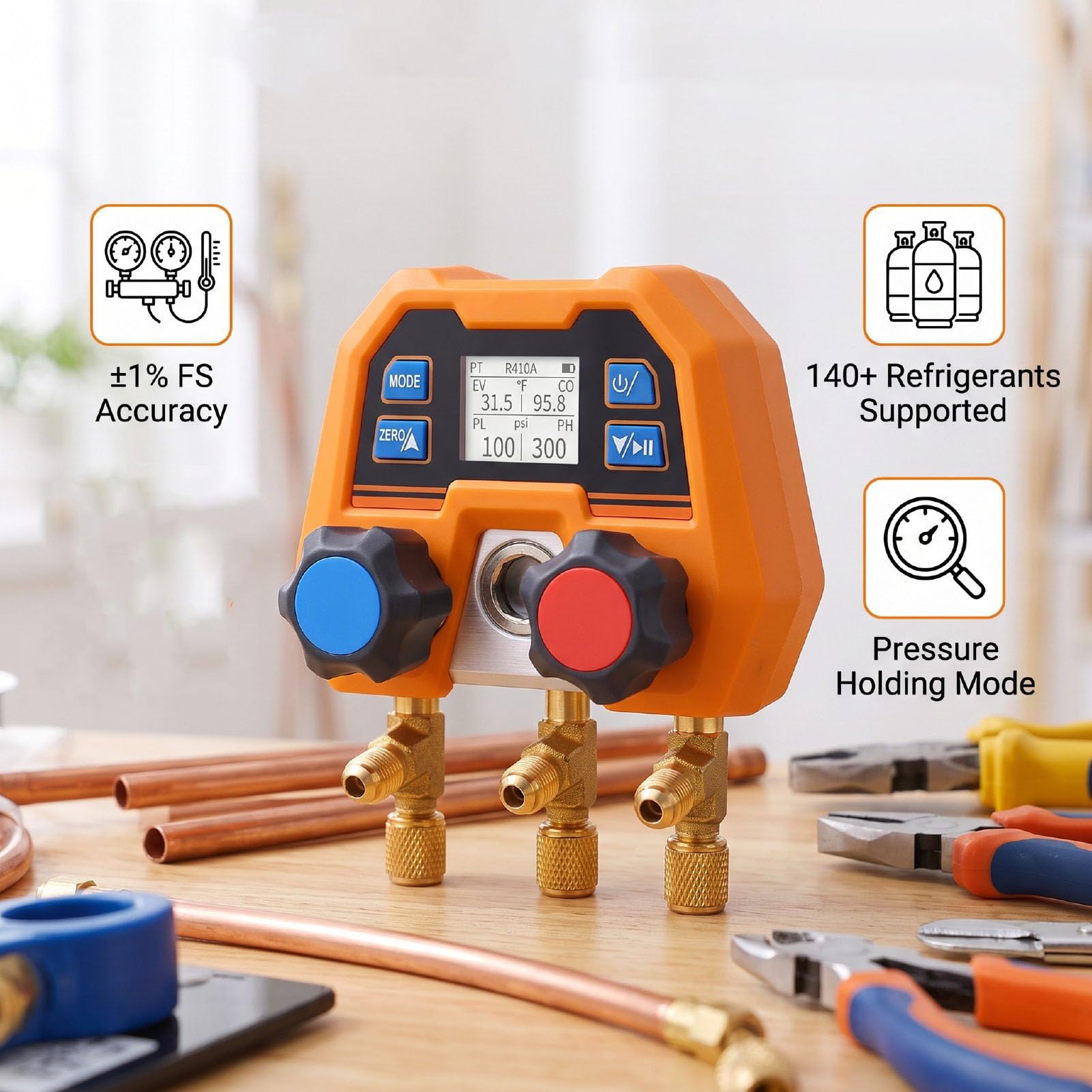 Luocute Cyfrowy Miernik Kolektora, -14 do 800 Psi, dokładność ±1% ​​FS