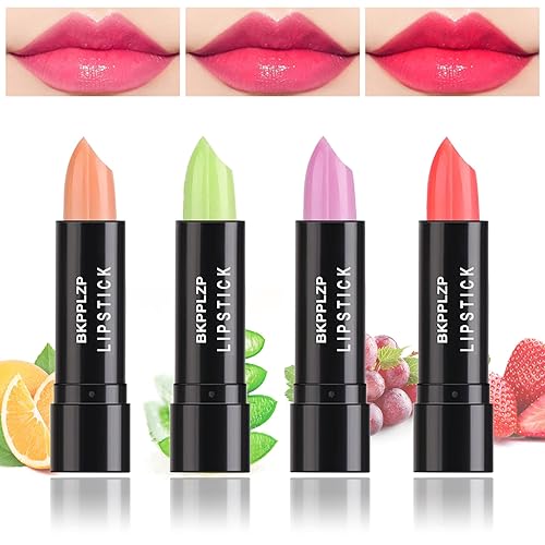 Miniatura 1 de Paquete de 4 lápices labiales que cambian de color, lápiz labial de gelatina que cambia de color con temperatura mágica, impermeable, de larga