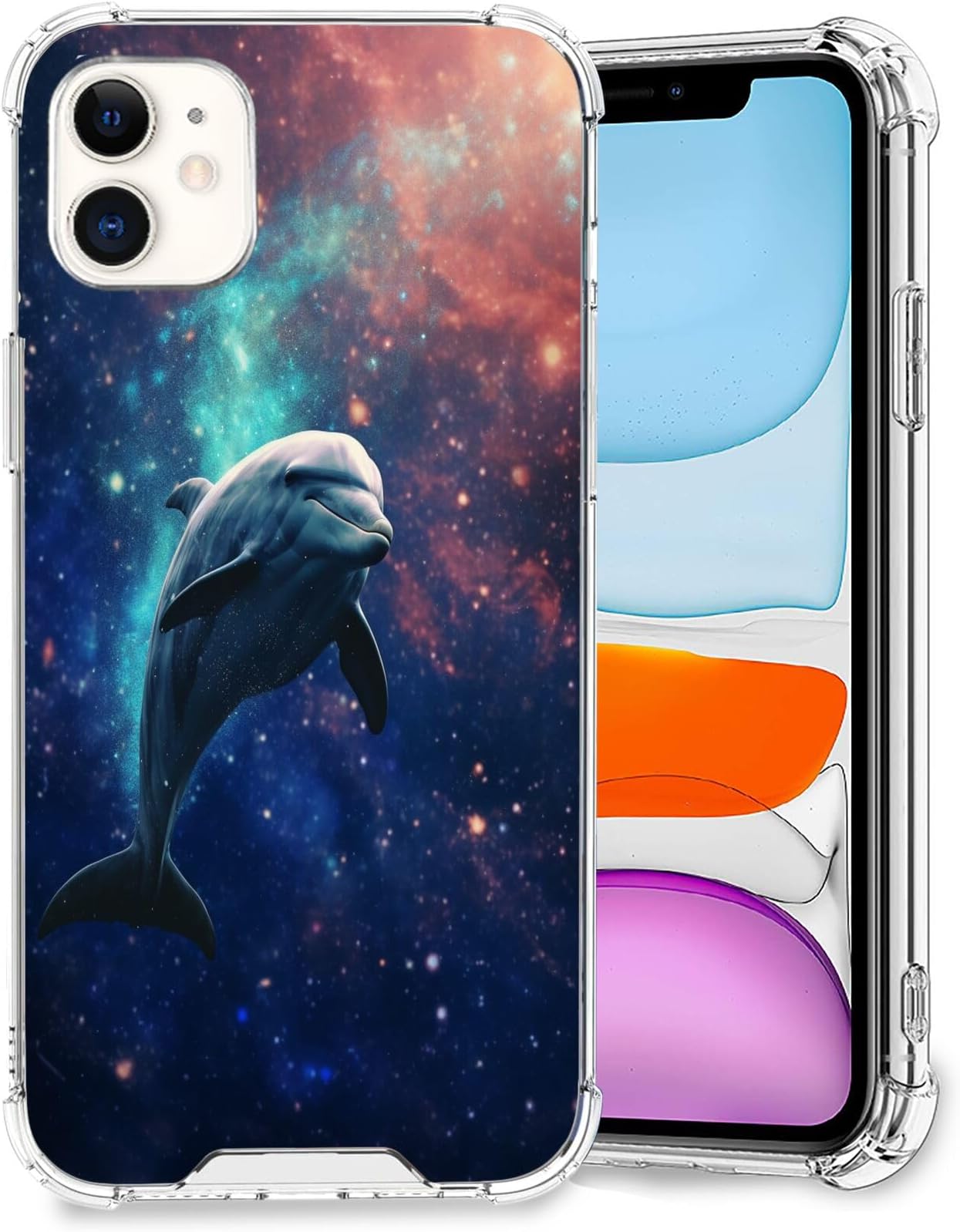 Transparent Case for iPhone 12 Mini Case Dolphin-aa198 Pattern Design Ultra-Thin Non-Slip Four Corner Bumper Drop-Proof Shockproof Mobile Phone Case for iPhone 12 Mini