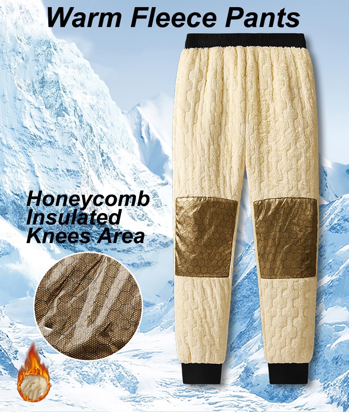 Mens Winter Pants Sherpa Lined Sweatpants Fleece Warm Jogger for Sport, Outdoor, Snow Cleaning, Cold Weather - Image 2