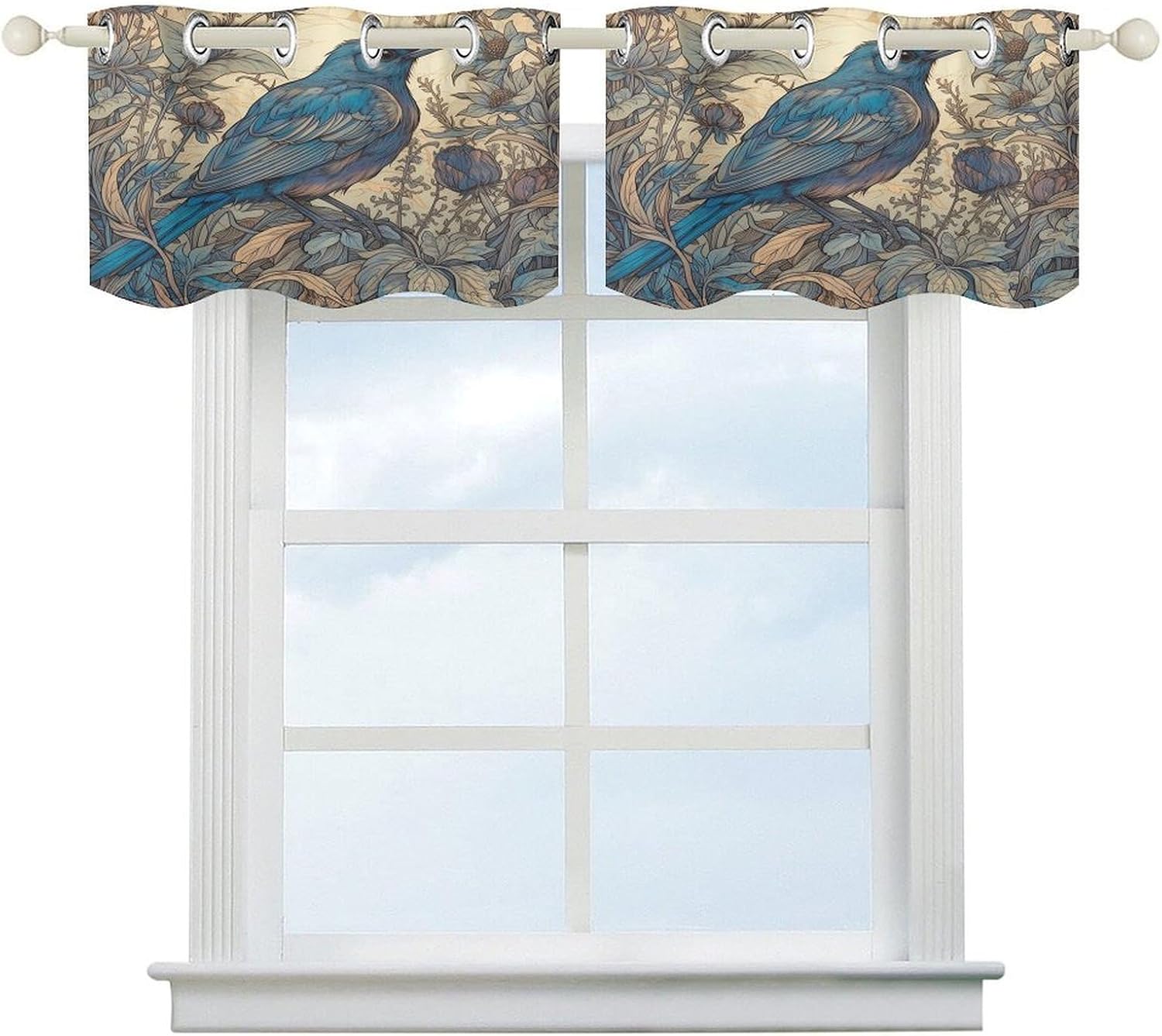 Bird Pattern Short Curtain Blackout Valance