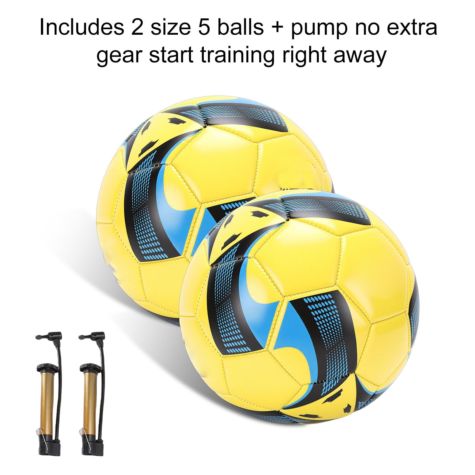 Palloni da Calcio Misura 5 da 2 Pezzi con Set di Pompe Calcio Dai Colori Vivaci per Giochi di Allenamento Indoor All'aperto per Bambini Adulti