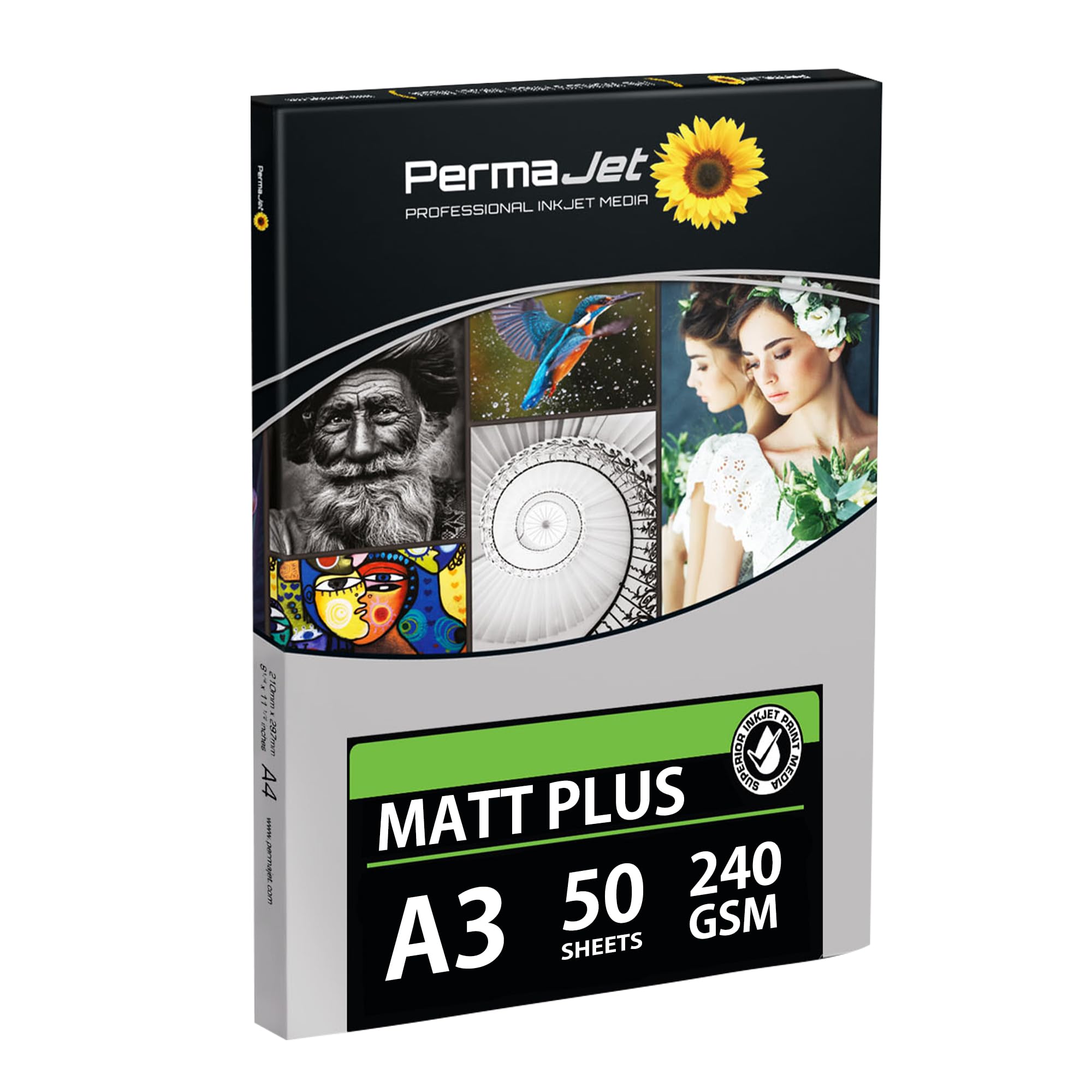 Permajet White Matt Plus 240Gsm | A3 50 Sheets | Inkjet Premium Matt Printer Photo Paper