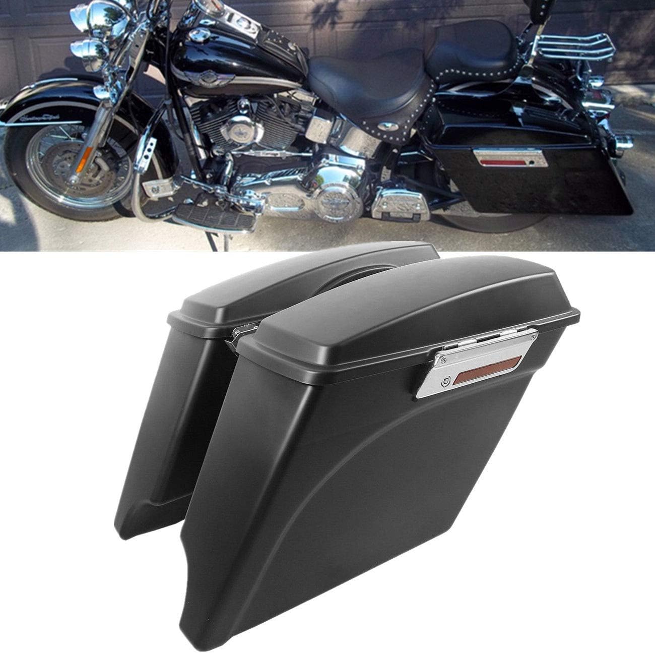 TCMT 5"Stretched Hard Saddle Bags Latch Fit For Harley Touring Models CVO Road Glide Road King Street Glide Electra Glide Ultra Classic 1994-2013