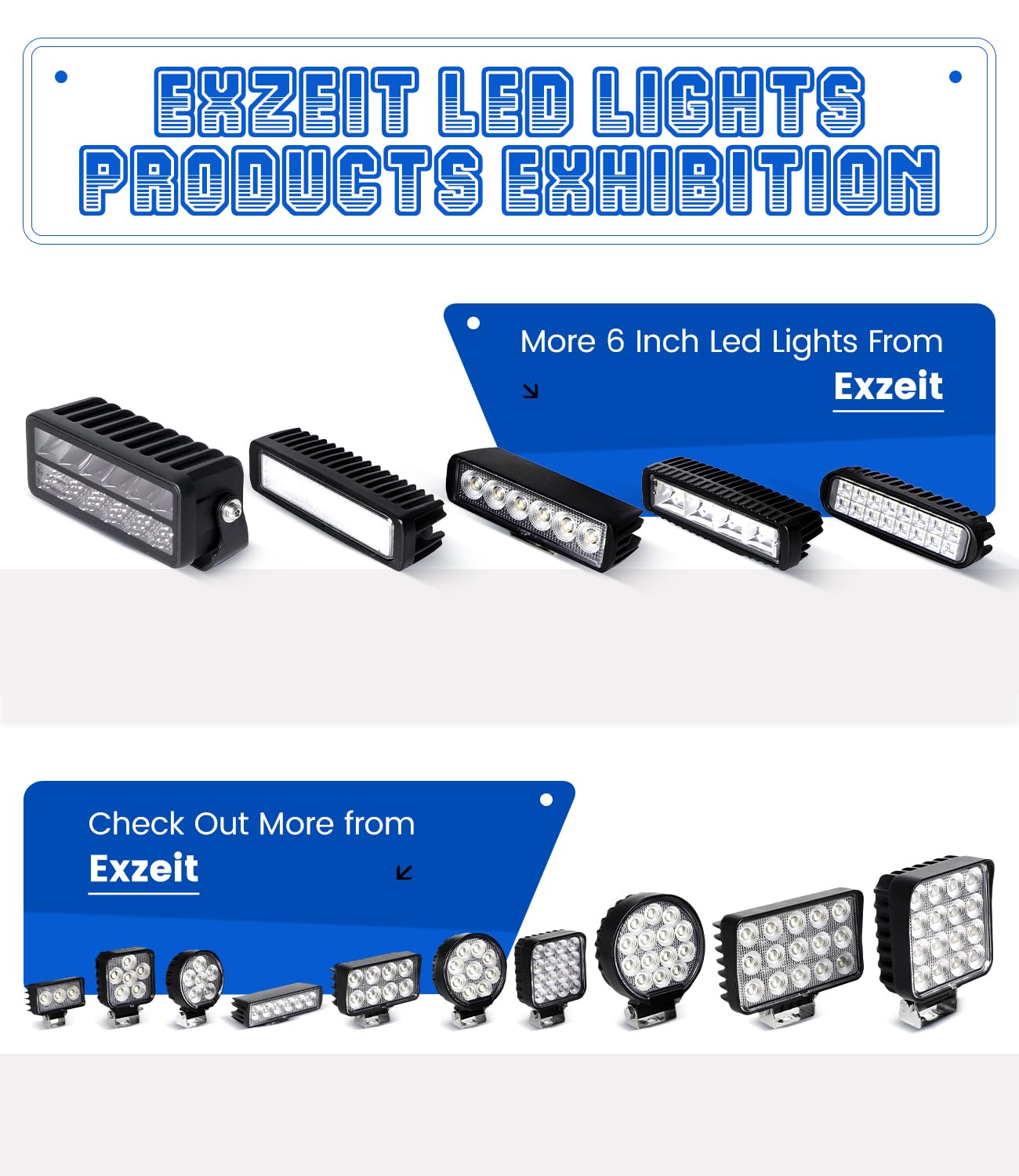 Exzeit 48W 6 Inch Light Bar, 4400 Lumens Flood Backup Light for Tucks, Single Row Off Road Driving Fog Lights for Golf Cart Roof SUV ATV 4WD Car, E-Bike Auxiliary Headlight, 12V/24V