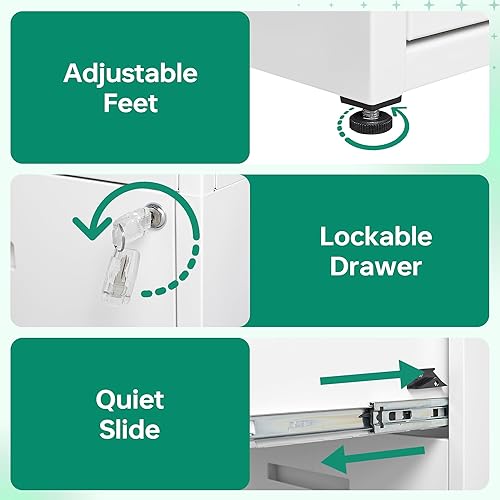 Miniatura 7 de Letaya Archivadores laterales de 2 cajones con cerradura, soporte de impresora para oficina en casa, archivos colgantes tamaño cartalegalF4A4