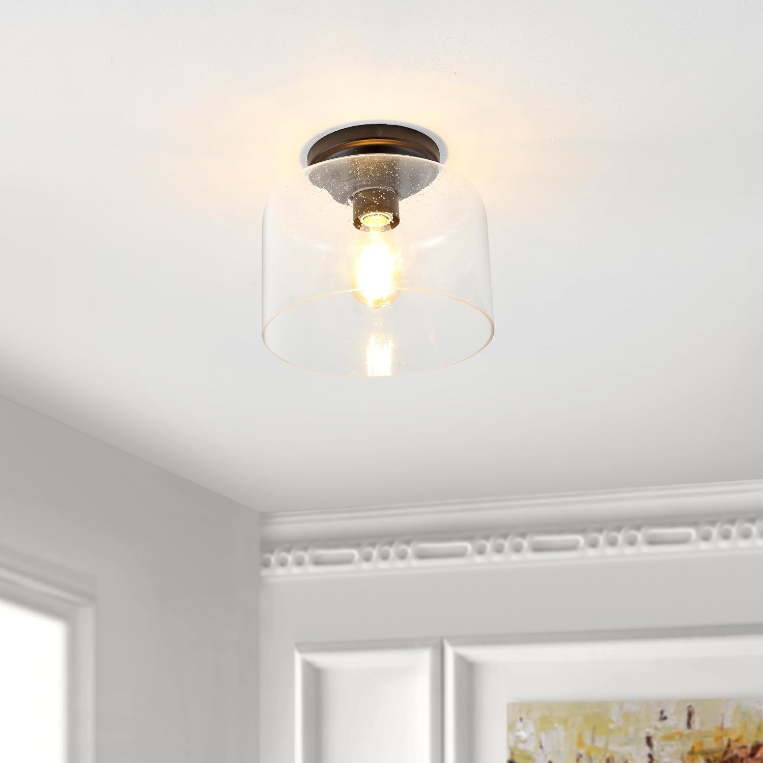 SAFAVIEH Lighting Collection Rianne Farmhouse Black Flush Mount (LED Bulb Included)