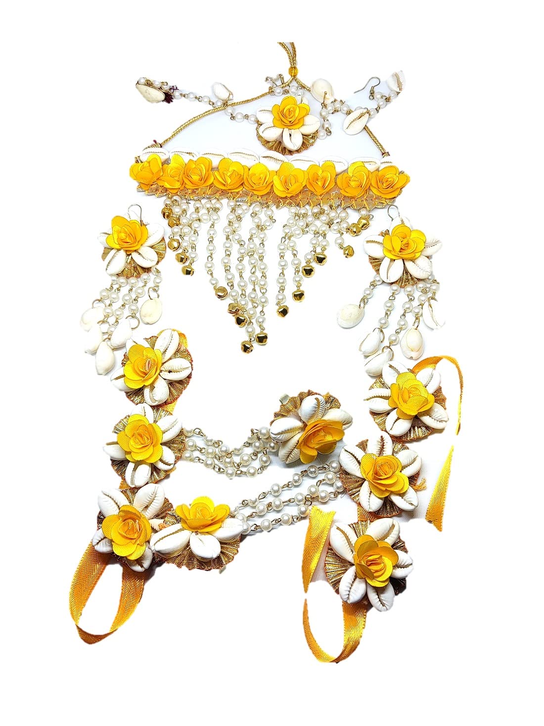 K&K KREATION Flower Jewelery Set For Haldi For Women (Shell Jewelery) (B0BV3D5RR9) Amazon Price History, Amazon Price Tracker