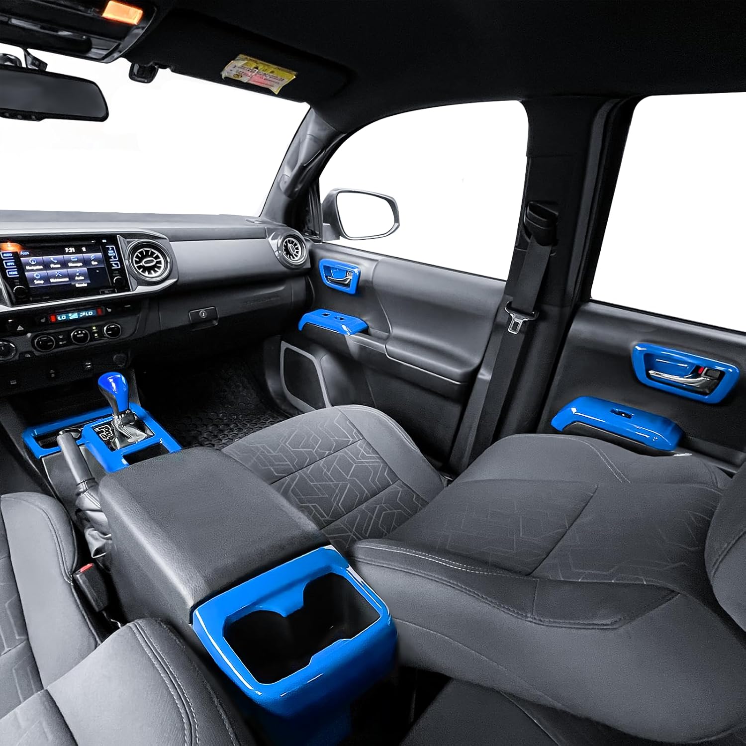 Tacoma Interior Modifications, Moulding Cover Trims Custom Fit for Tacoma Gen 3rd (2016-2023) Crew & Double Cab, (Outfit 02, Blue)