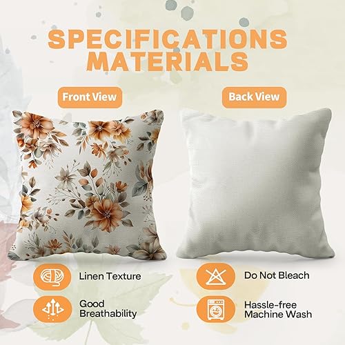 Miniatura 72 de Juego de 4 fundas de almohada de calabaza de otoño de 18 x 18 pulgadas, decoración de otoño, a rayas, para Acción de Gracias, casa de campo, 18 x 18