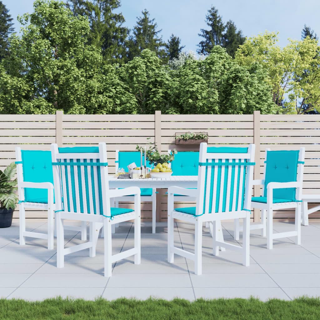 6 cuscini per sedia con schienale basso, in poliestere, 100 x 50 x 4 cm, con lacci antiscivolo ed elastico, impermeabili, per sedie da giardino, sala da pranzo, ufficio, interni ed esterni