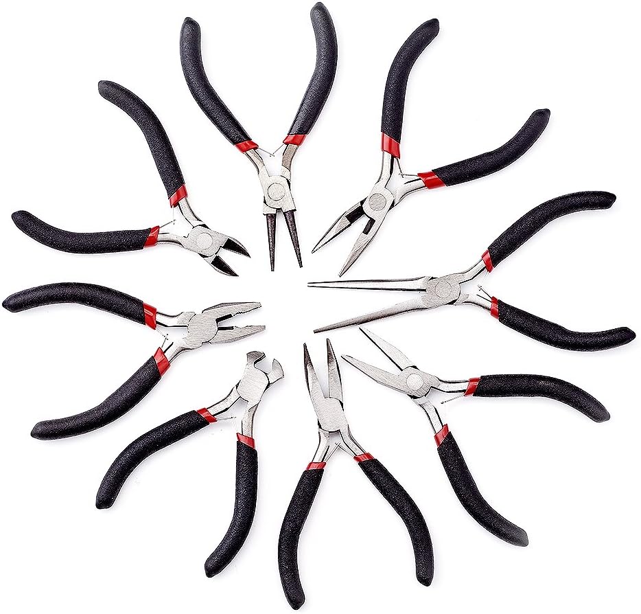 8Pcs Mini Jewelry Pliers Set with Round Nose Pliers Wire
