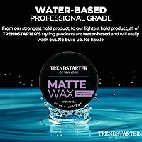 Vista 4 de TRENDSTARTER Cera mate (4 onzas) (paquete de 2) – Sujeción firme, acabado mate, pomada de peinado a base de agua prémium para todo el día
