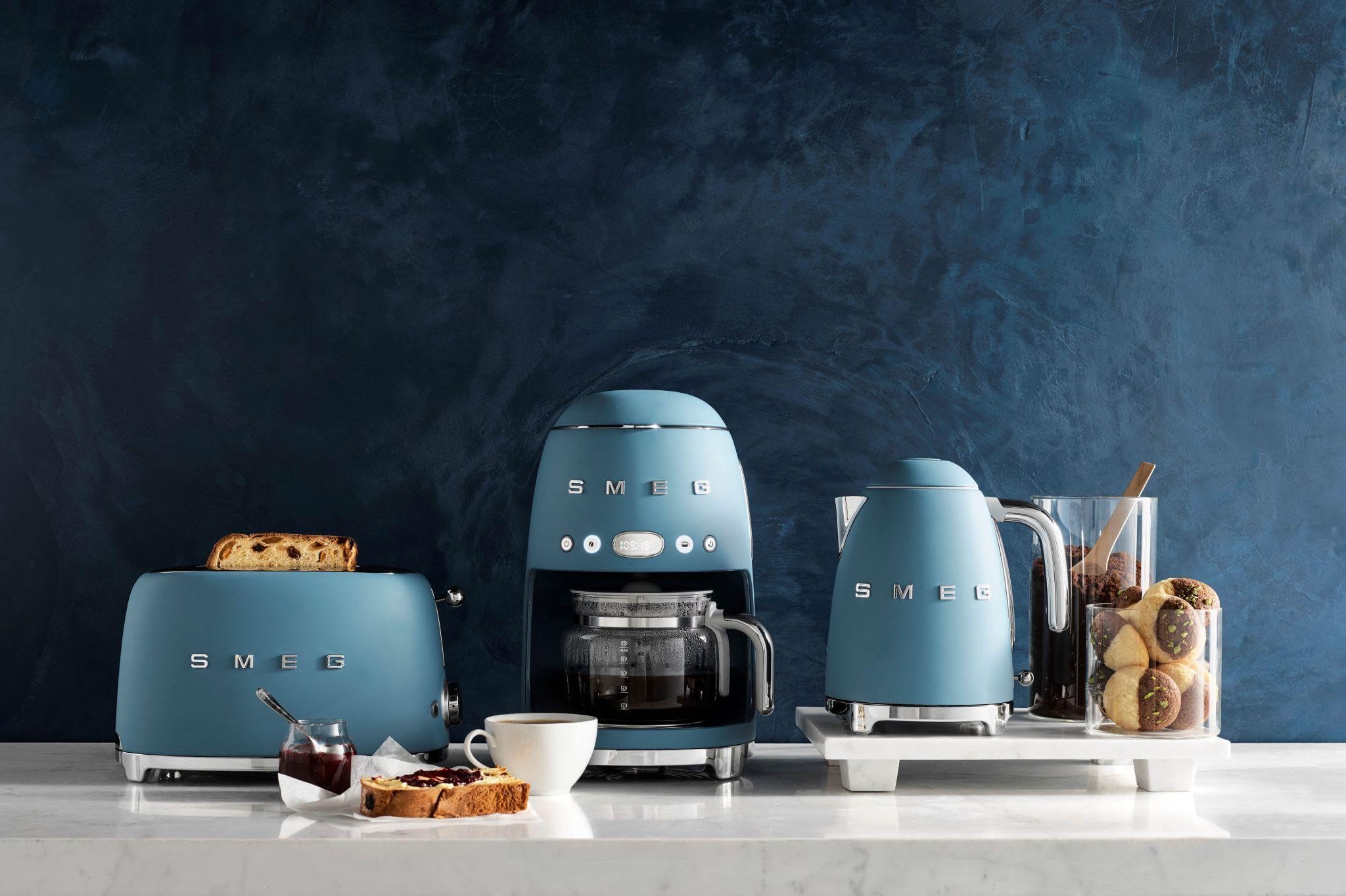 Smeg 50'S Style DCF02 Mat Storm Blue® Filtre Kahve Makinesi