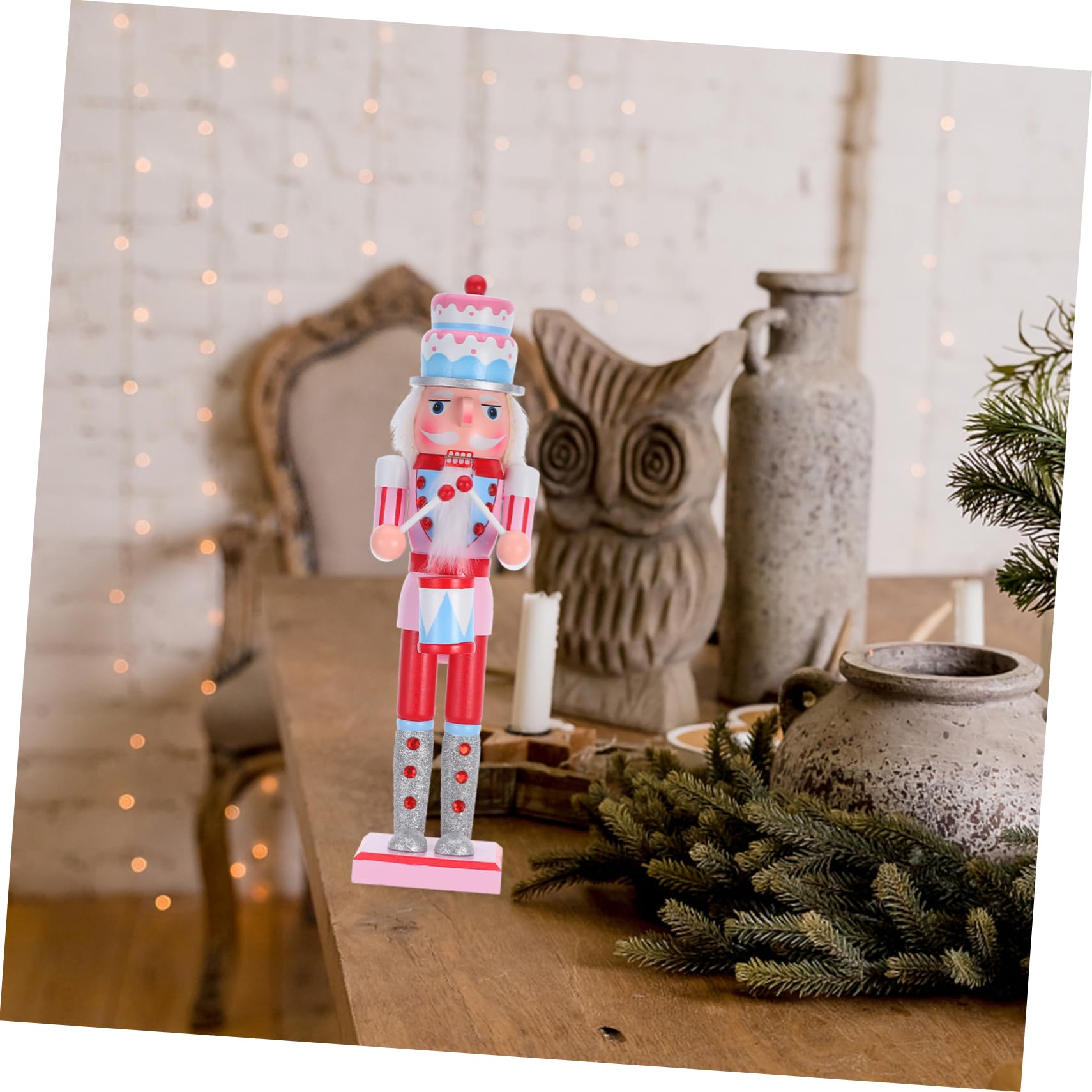 Zerodeko Holz Nussknacker Figur Rosa Bonbon Design für Weihnachts Dekoration Heim und Büro Party Zubehör Tisch Dekoration