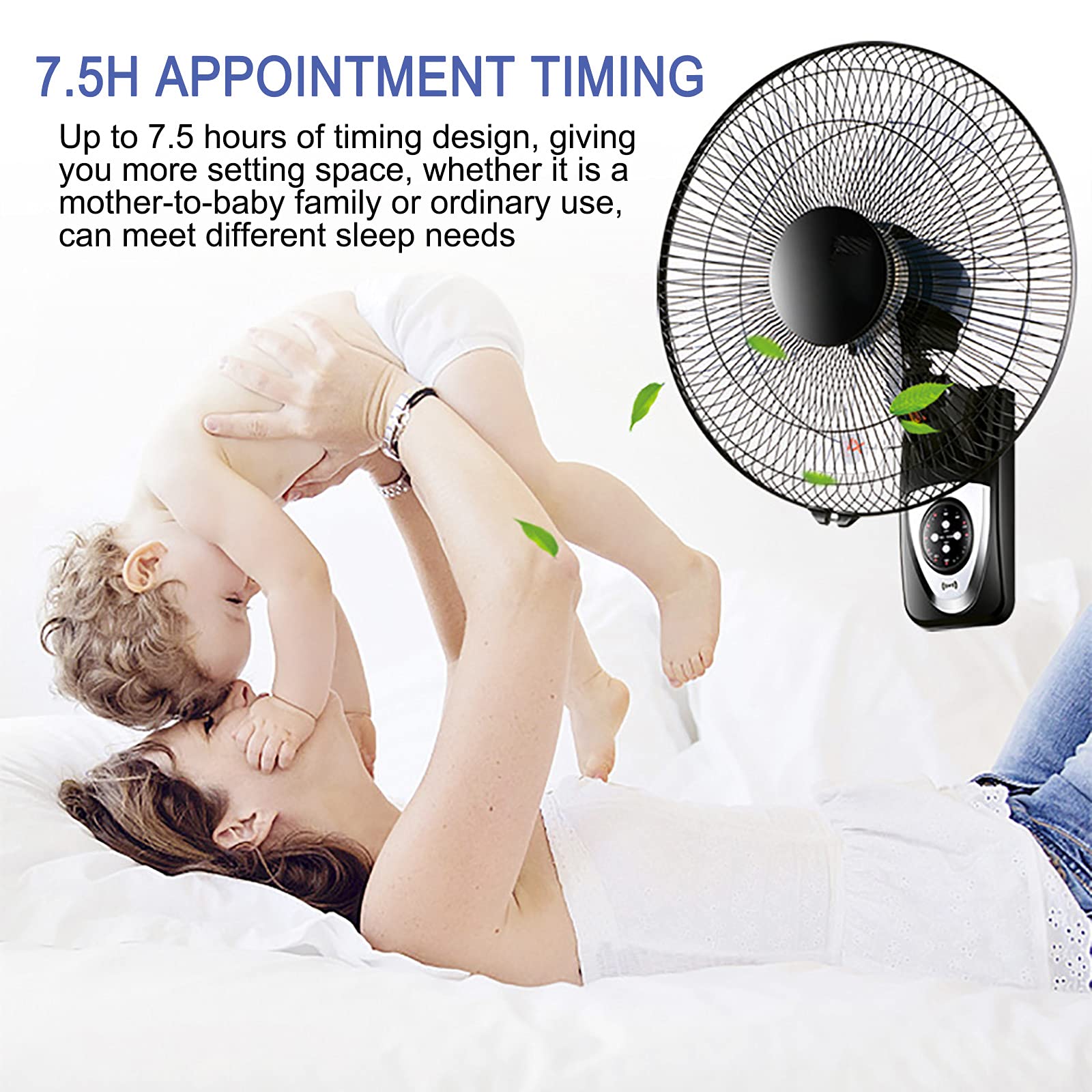 Ventilateur Murial Double Tête Oscillant - 7000mAh Batterie 10h - 4 Vitesses - Pour Bureau Et Salle De Réunion