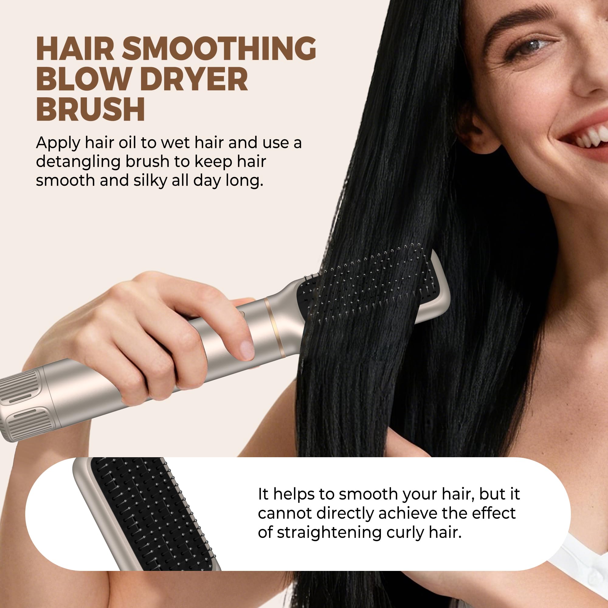 UKLISS Seche Cheveux 6 en 1 Hair Styler avec LCD-Display | Brosse Soufflante Brushing Hairstyler Boucleur a Cheveux Hair Dryer Airbrush Brosse Lissante | Cadeaux pour Femmes Styling - Gold