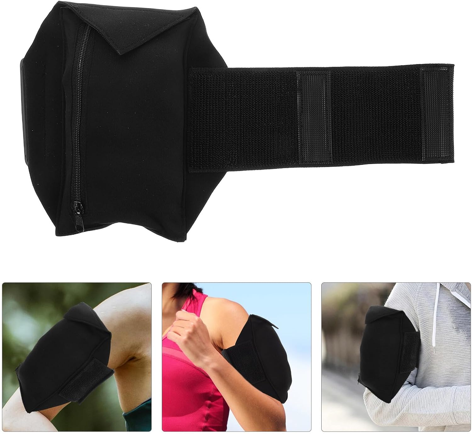 Alipis Running Mobile Phone Arm Band with Sweatproof Neoprene Material, Elastic Sports Sleeve Phone Holder for Gym and Outdoor Fitness, Universal Fit Black Armband