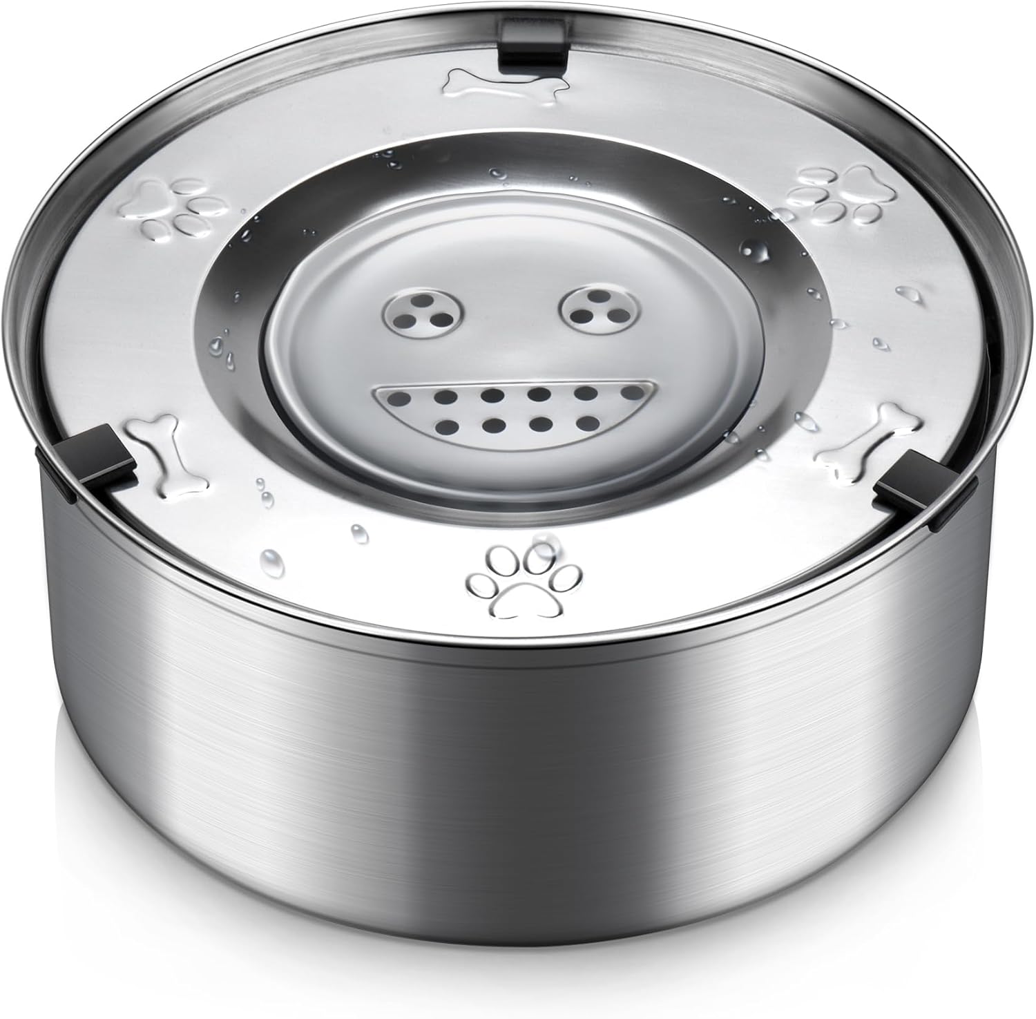 3L Dog Water Bowl，FRMITKL 101oz 304 Stainless Steel No Spill Large Capacity Dog Food Water Bowl Slow Water Feeder, Spill Proof Pet Water Dispenser Vehicle Carried Travel Water Bowl for Dogs, Cats