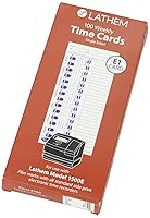 Vista 3 de Lathem Time Universal Time Card, White, 100 per Pack (E100), 4 x 9