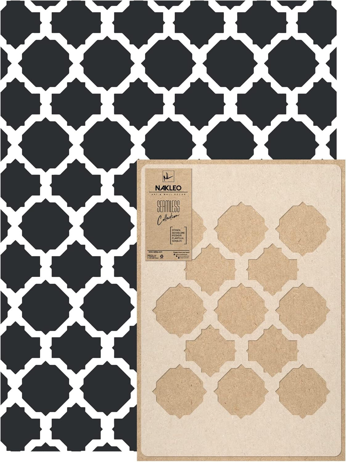 NAKLEO Wall Painting Stencil Large Size, 23,2”x37,4” Casablanca Moroccan Reusable Plastic Template, Geometric Pattern Wallpaper, DIY Home Decor Craft Wood Floor Furniture
