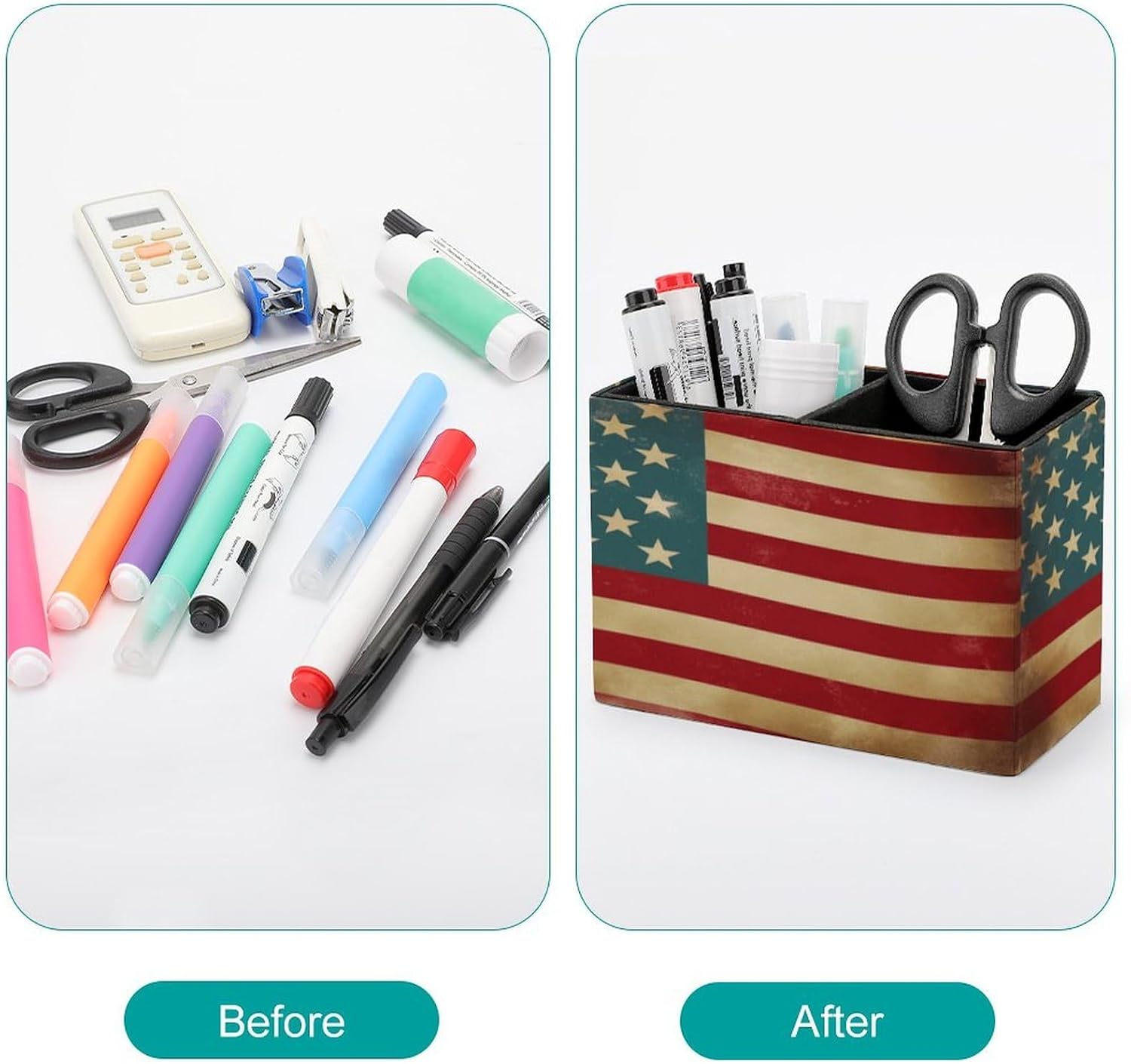 American Flag Pen Holder Desk Organizer for Office Studio image 3
