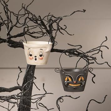 Bethany Lowe Boo & Cat Pail Ornaments - Thumbnail 2