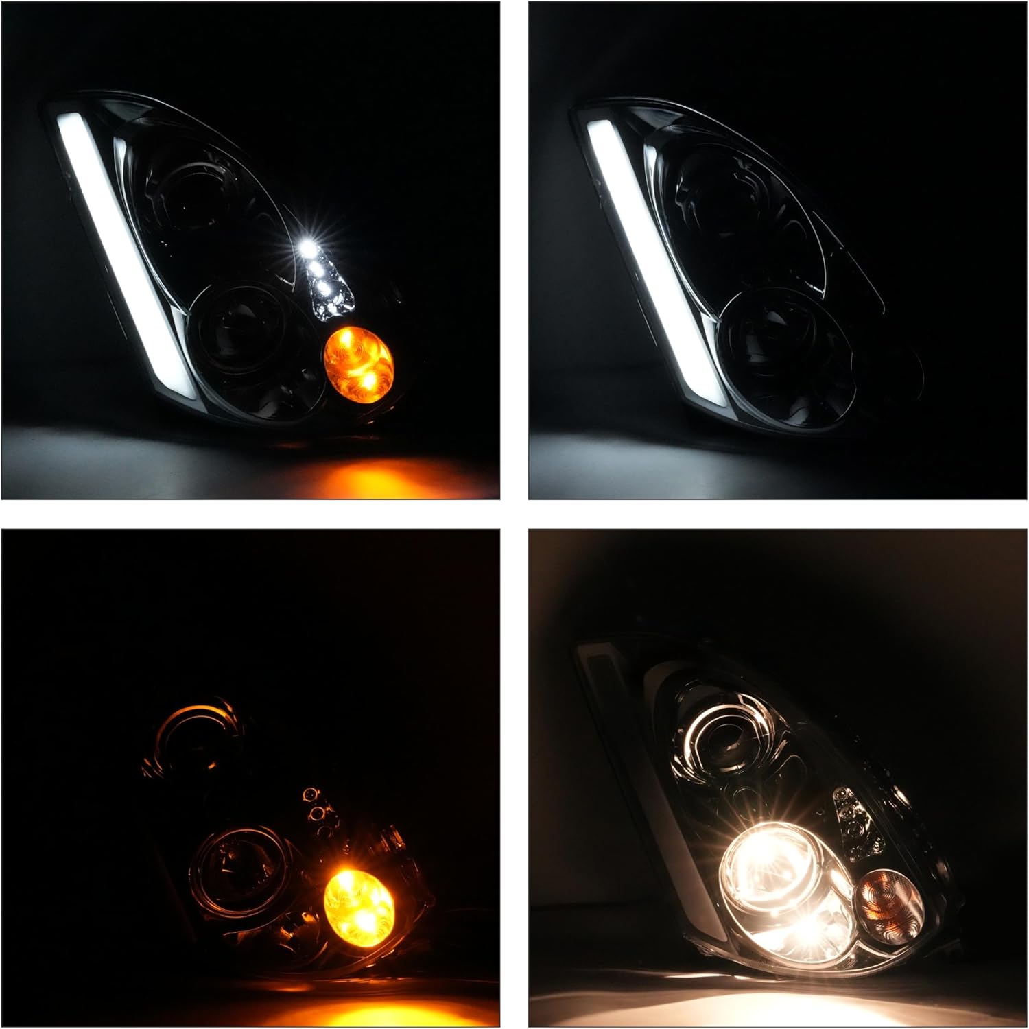 ALMULOO Pair Halogen Headlight Compatible with 2003-2007 Infiniti G35 Coupe Front Light Lamp Replacement for IN2502123 IN2503123 Clear Lens+Chrome Housing Left&Right Side