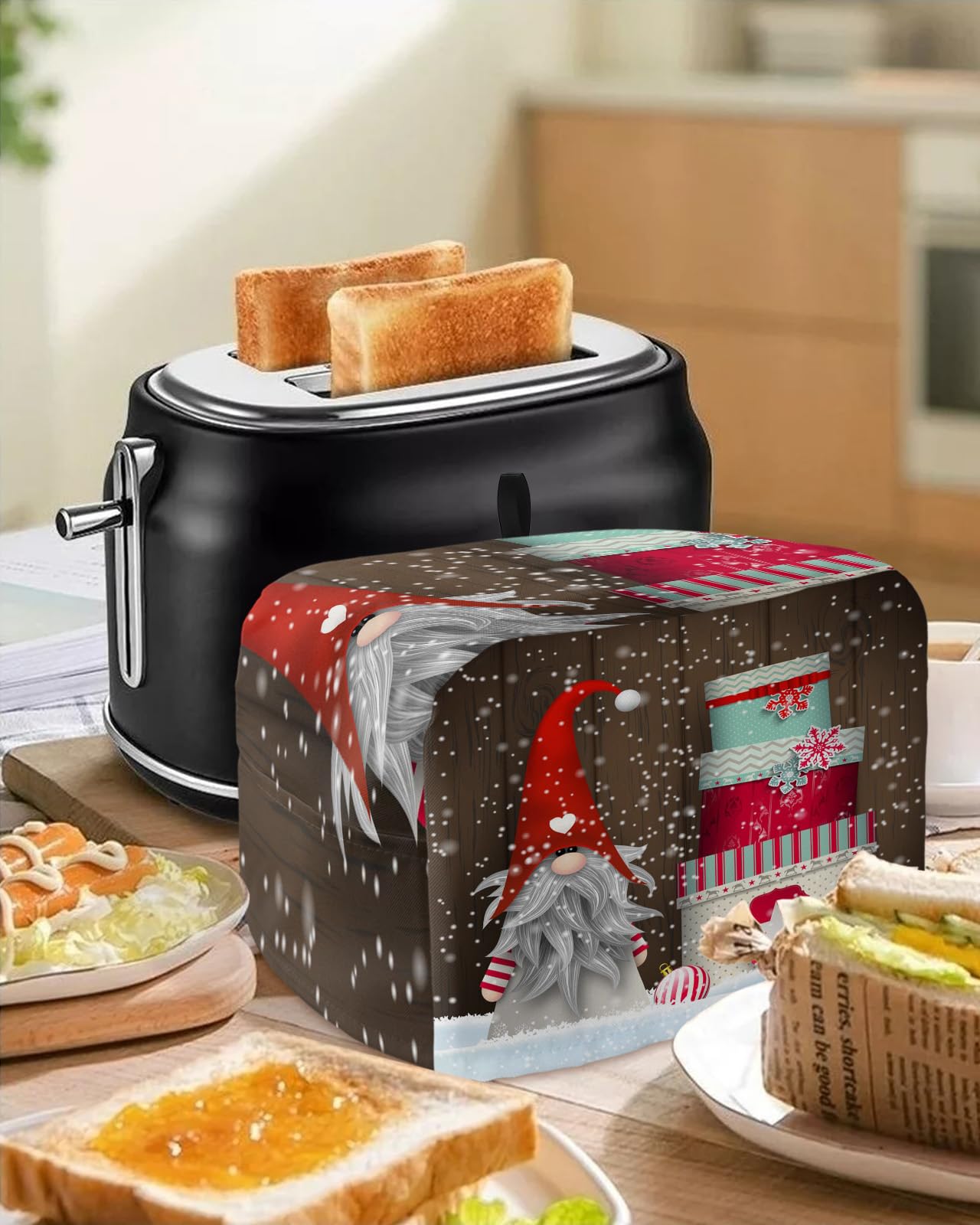 Annejudy Santa Claus Toaster Cover - 2 Slice Dustproof Toaster Cover For Christmas Kitchen Decor - View #3