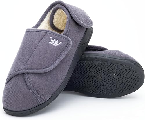 Pantuflas diabéticas para mujer extra anchas, zapatos de linfedema, zapatos para edema para pies hinchados, pantuflas de velcro para diabéticos para