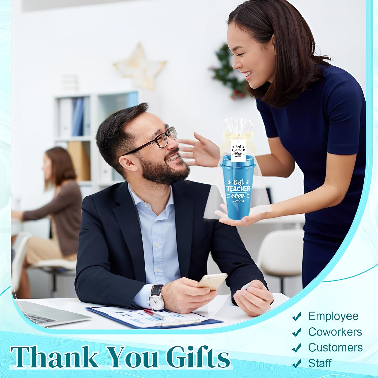 LemonRoad 30 Set Christmas Teacher Appreciation Gifts Bulk 16 oz Teacher Appreciation Coffee Cup with Lid Back to School Gift Thank You Tumbler with Lid Card and Bag(Lovely,Bright Colors) - Image 7