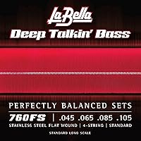 Vista 1 de La Bella 760FS Deep Talkin' - Juego de cuerdas para bajo de acero inoxidable con envoltura plana - Escala larga estándar 45-105