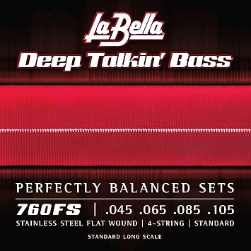 La Bella 760FS Deep Talkin Stainless Steel Flat Wound - Standard Long Scale Bass Guitar String 45-105