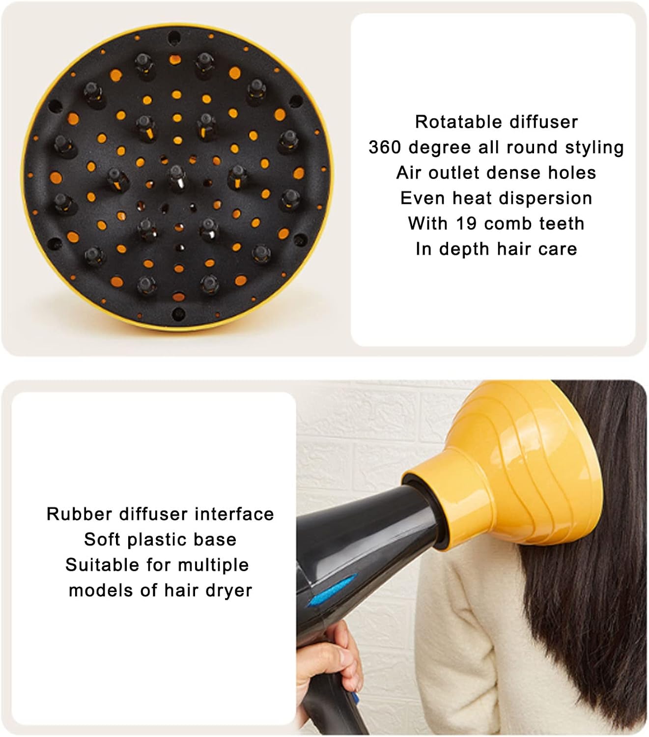 Hair Diffuser Adaptable for Blow Dryers, Hair Dryer Diffuser Professional Portable Home Salon Hair Diffuser Attachment for Curly Wavy Hair