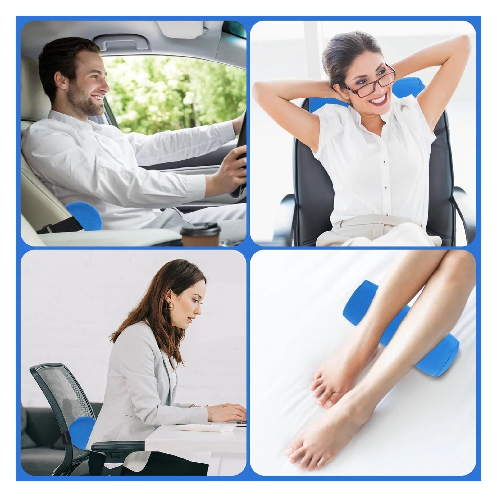 Lendenrollen Kissen 1/2 Stück Lordosenstütze Rolle Memory Foam Zylinder Bolster Kissen mit Gummiband Ergonomisches tragbares Reisekissen for den unteren Rücken(Black,2PCS)