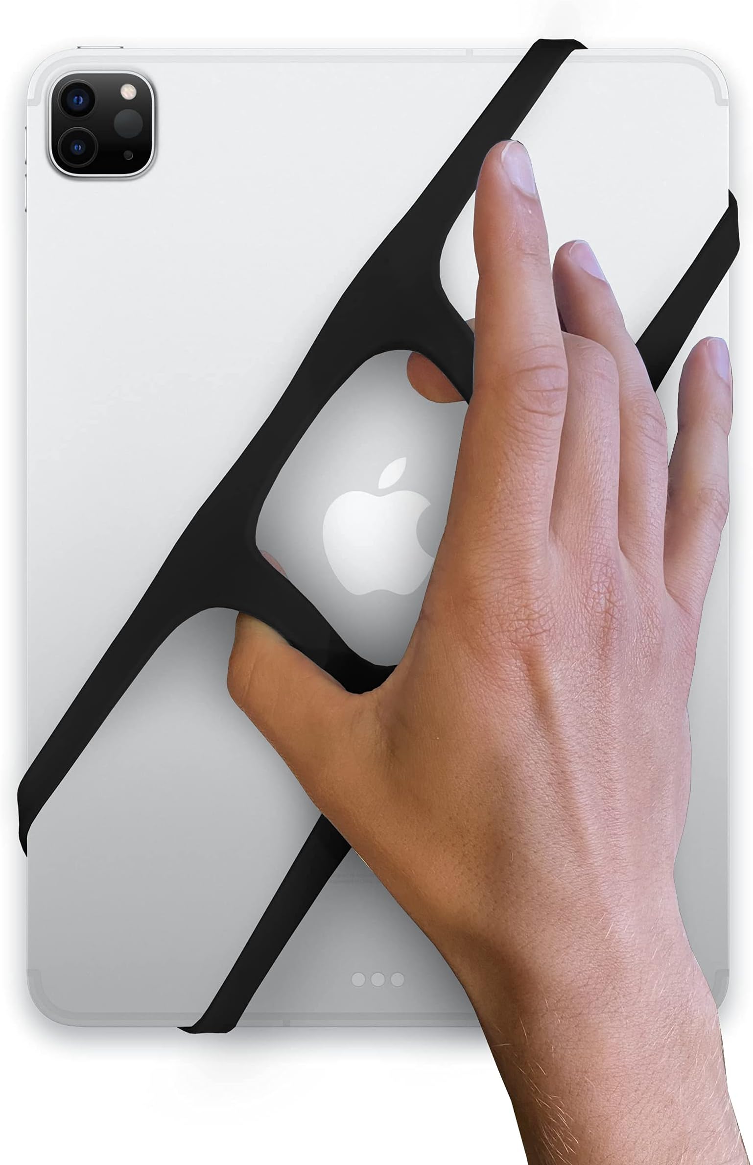 Padlette Tablet Handle, Holder, Grip for iPad Kindle Fire HD Surface Galaxy Tab and Compatible with Any Tablet with a Display from 9 inches to 11 inches (Mid-Size D3 Black)