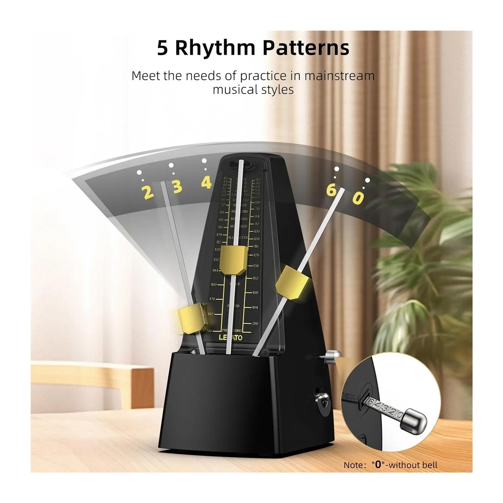 Universal Mechanical Metronome for Guitar Violin Piano Bass Drum Ukulele Violin and Chromatic Instrument Practice Tool(Black)