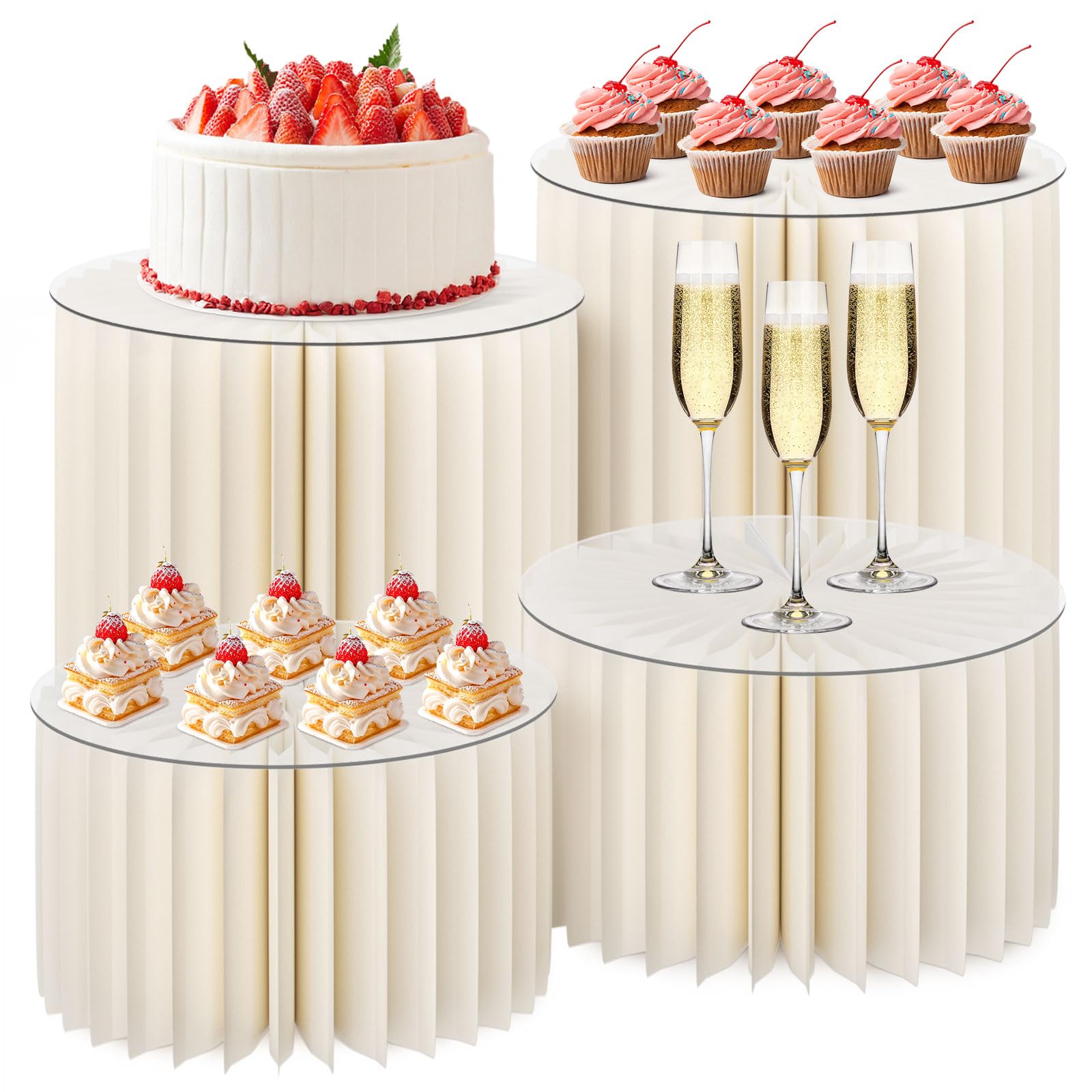 gzxiaoqi Buffet Risers, 4 Pack Dessert Table Display Set, Food Risers for Buffet Table, Cylinder Stands for Party, Pedestal Cake Stand Cupcake Display Riser