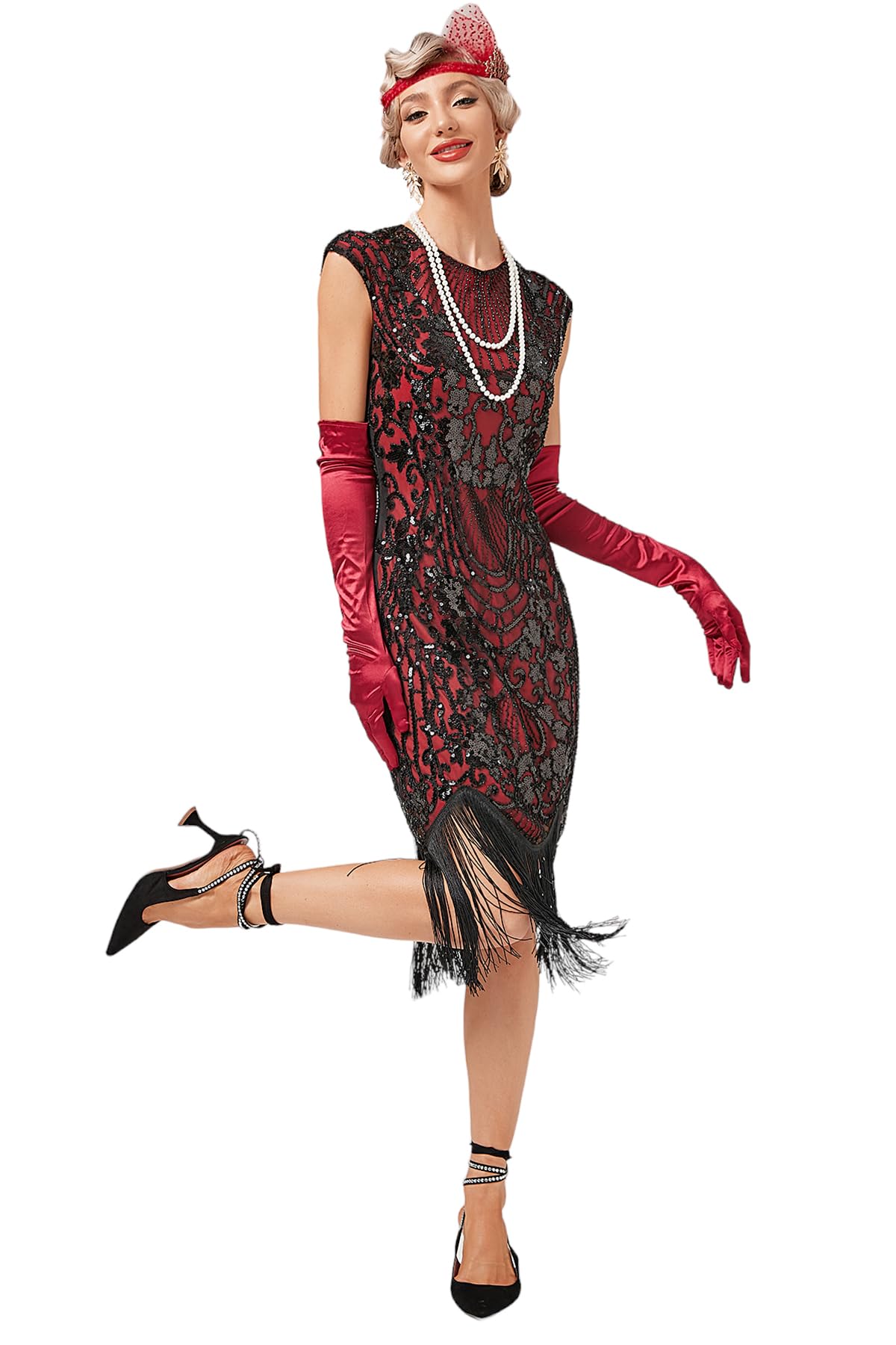Viloree Vestiti Anni 20 Donna con Paillettes e Frange in Rilievo 1920s Abito Vestito Gatsby Donna Anni 20 Vestito Charleston